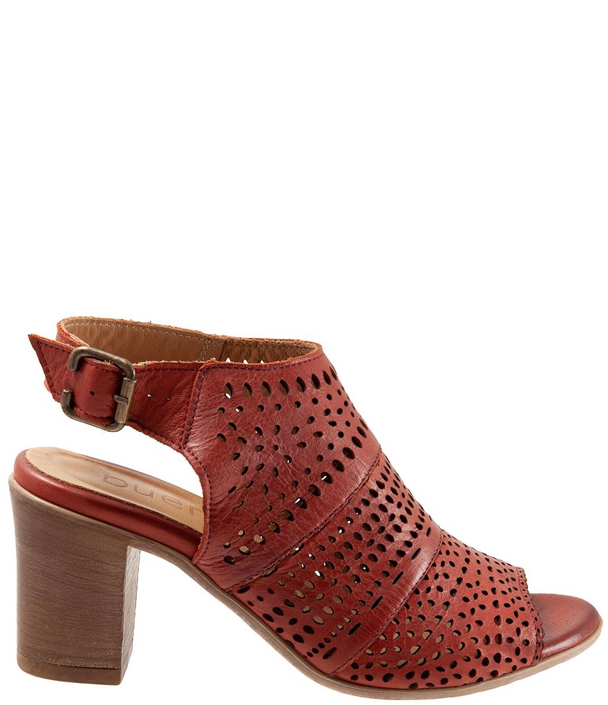 Bueno Upton Perforated Leather Block Heel Sling Sandals