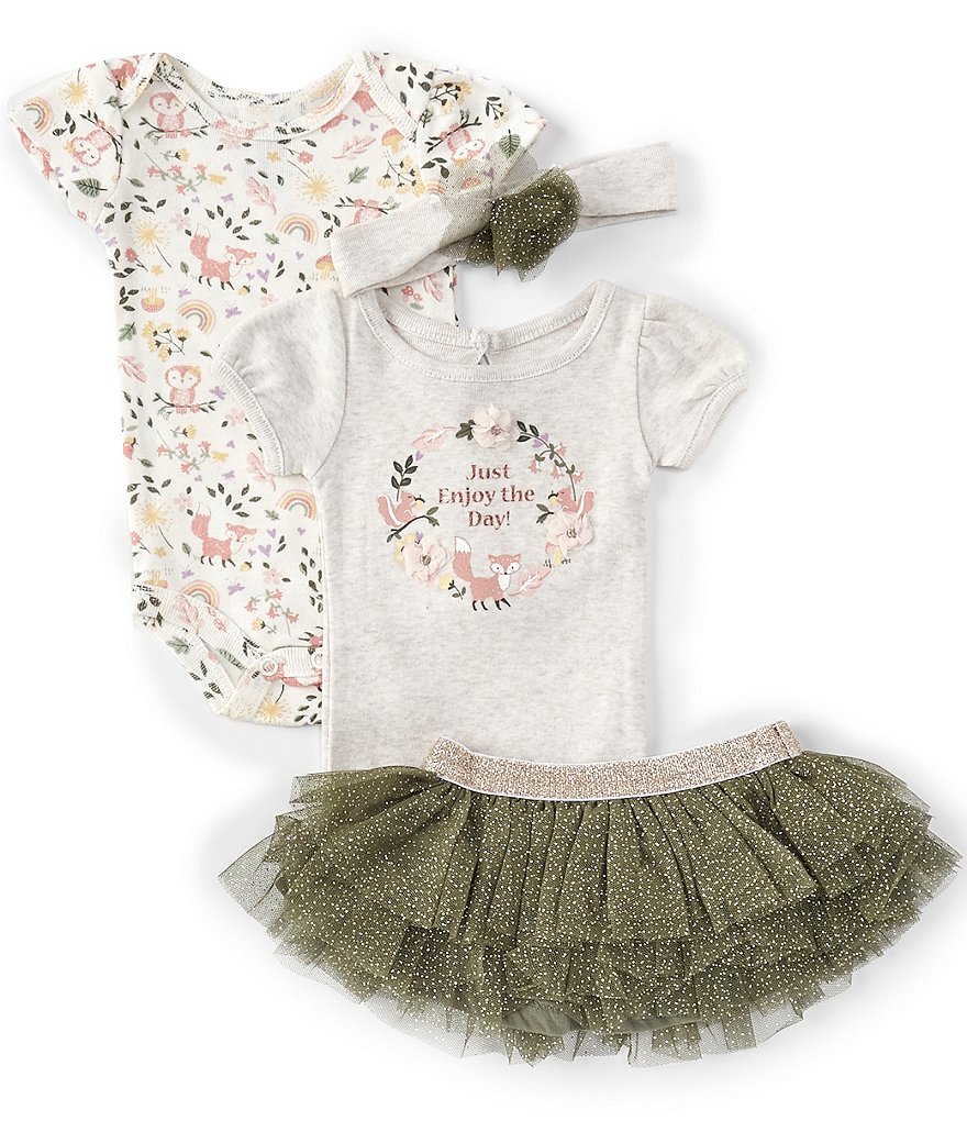 Baby Starters Baby Girls Newborn-9 Months Enjoy The Day Tutu 4-Piece Set