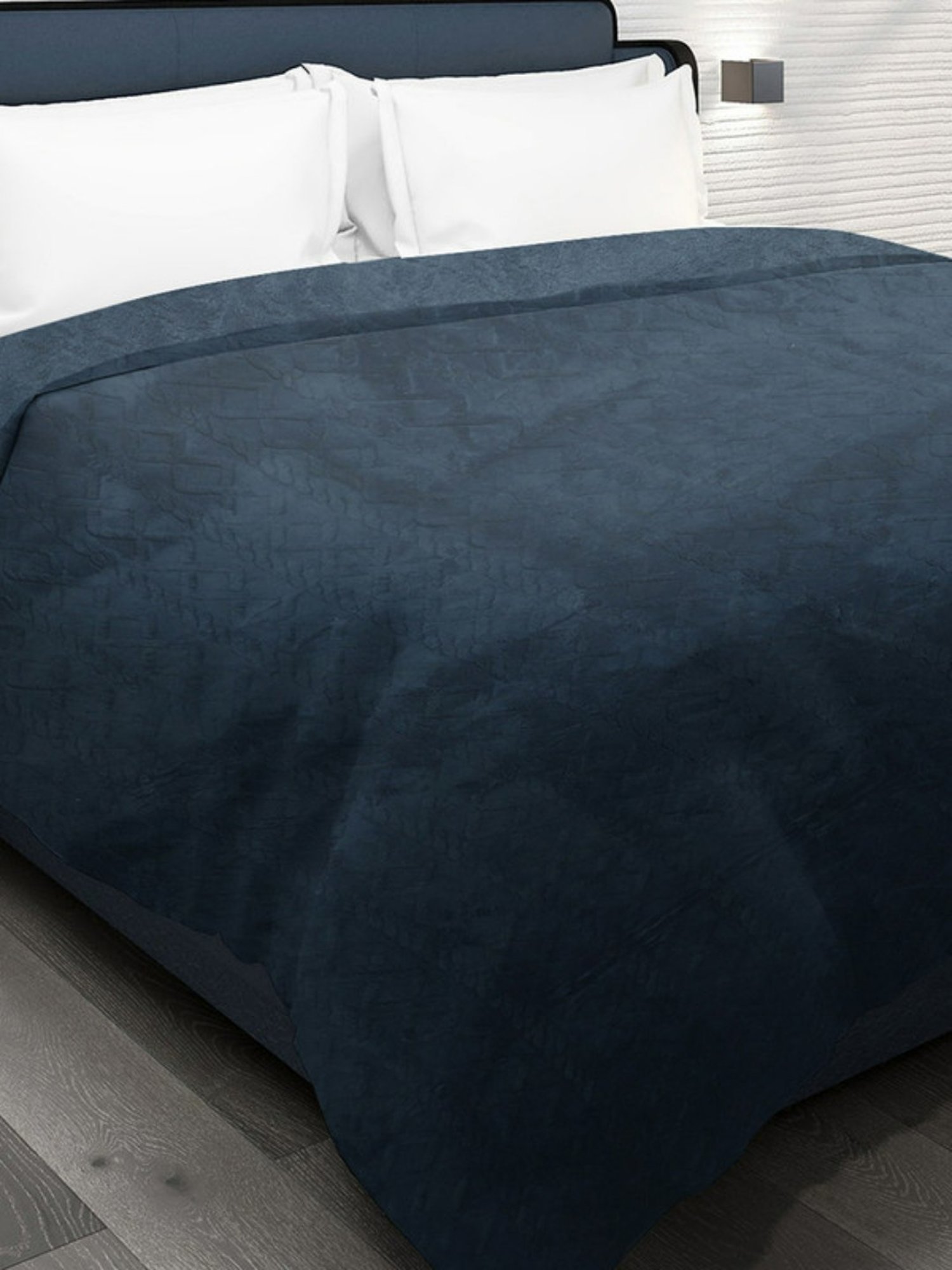 Dhrohar Navy Blue Polyester 300 GSM Double Bed Blanket
