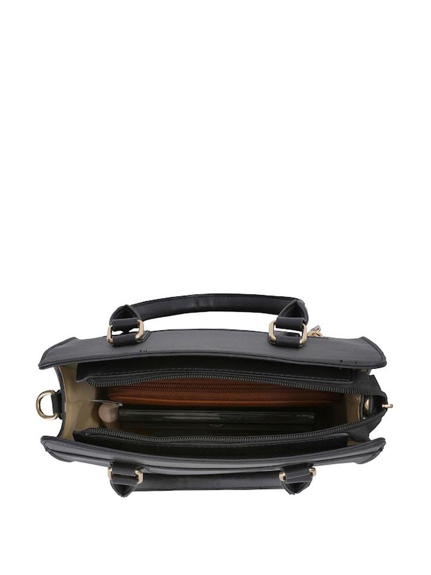 Sugarush Elijaha Black PU Solid Handbag