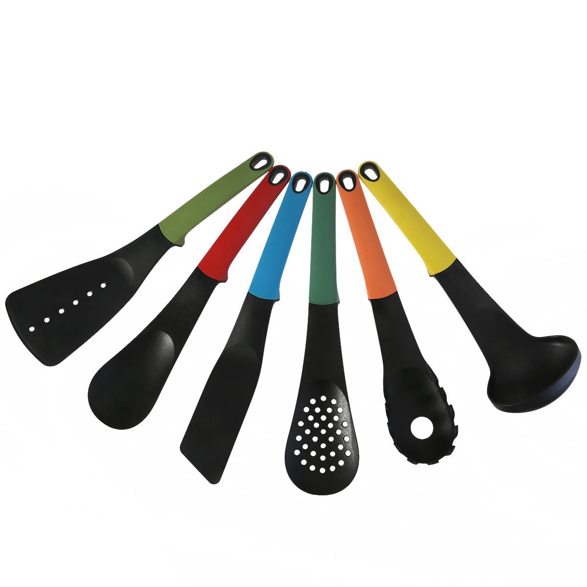 6-in-1 Non-stick Heat Resistant Nylon Soup Ladle Spoon Spatula Spaghetti Server Rice Paddle Kitchen Utensils Set (Random Color)