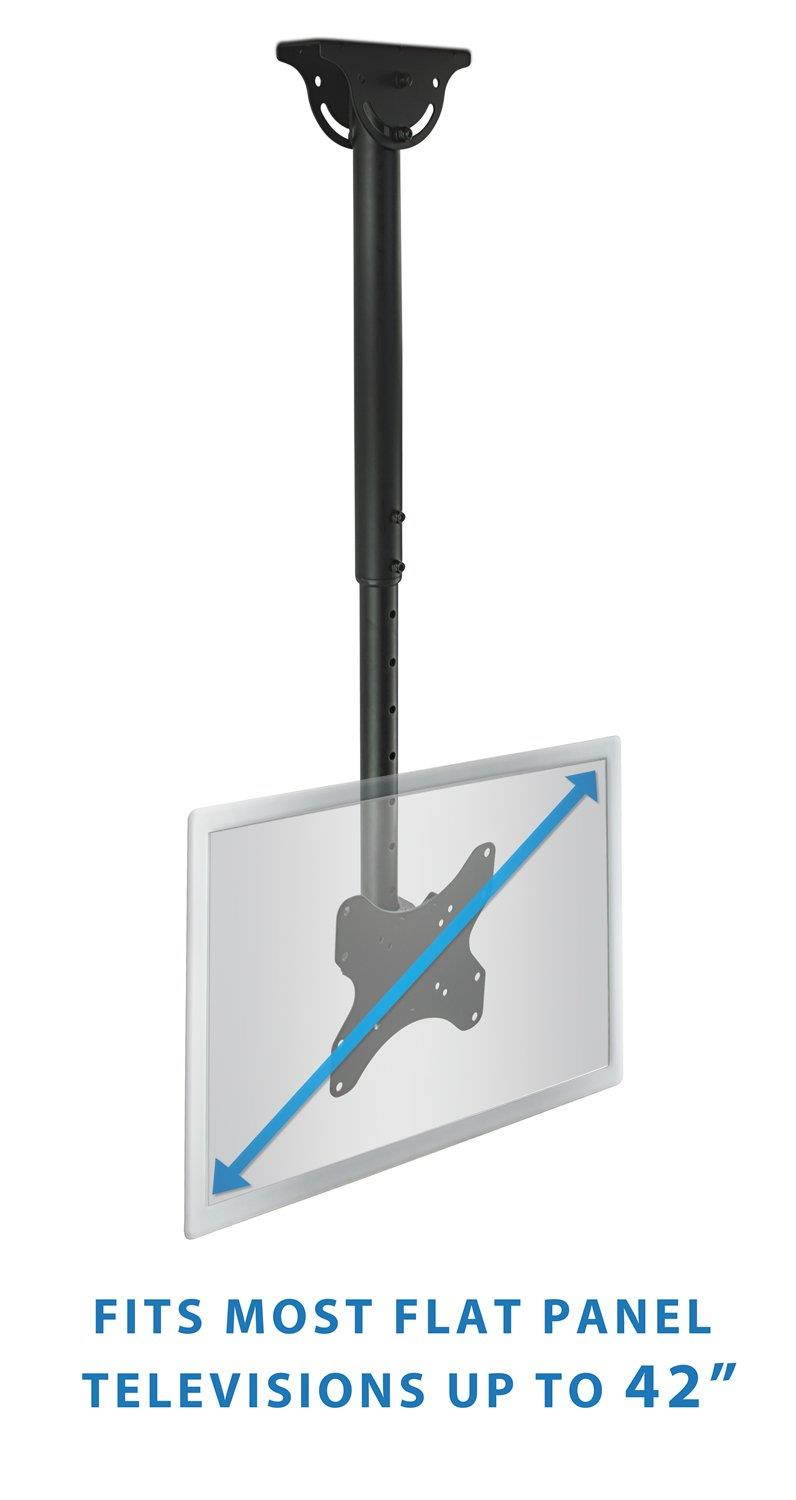 Mount-It! MI-507 Ceiling TV Mount Bracket, Height Adjustable with Tilt and Swivel Motion, Compatible with LED, LCD, Flat Panel TVs Between 23 Inches to 42 Inches, Weight Capacity of 110 Pounds