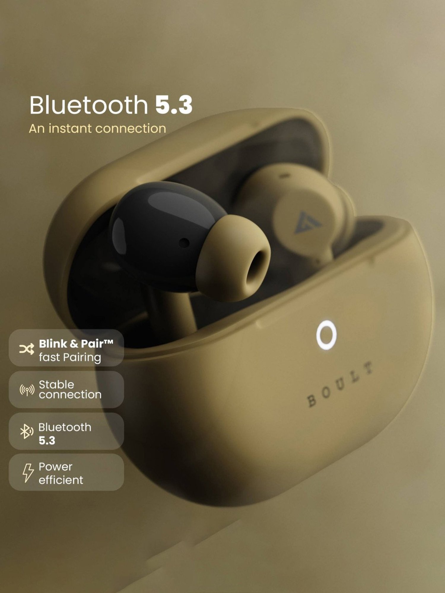 Boult Audio W40 In Ear BT Earbuds with Quad Mic ENC & 48H Battery Life (Khaki Green, True Wireless)