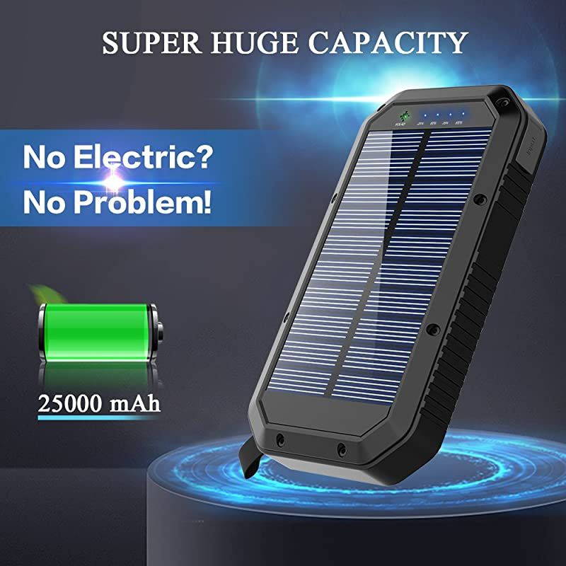 Charger Power Bank 25000mAh, 36 LEDs Emergency Portable Battery Charger with 3 Output Ports External Battery Pack Camping Accessories Phone Charger for Cell Phones