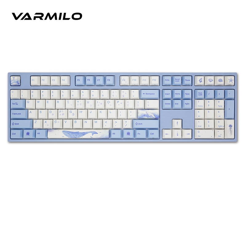 Varmilo  Ergonomic Design,Cool Exterior  68 Keys Type-C Cable Detachable Cherry  Red,  4.0Bluetooth and USB Wired Dual-mode Mechanical Keyboard,PBT Keycaps - CMYK Verison( Bluetooth Adapter Included)