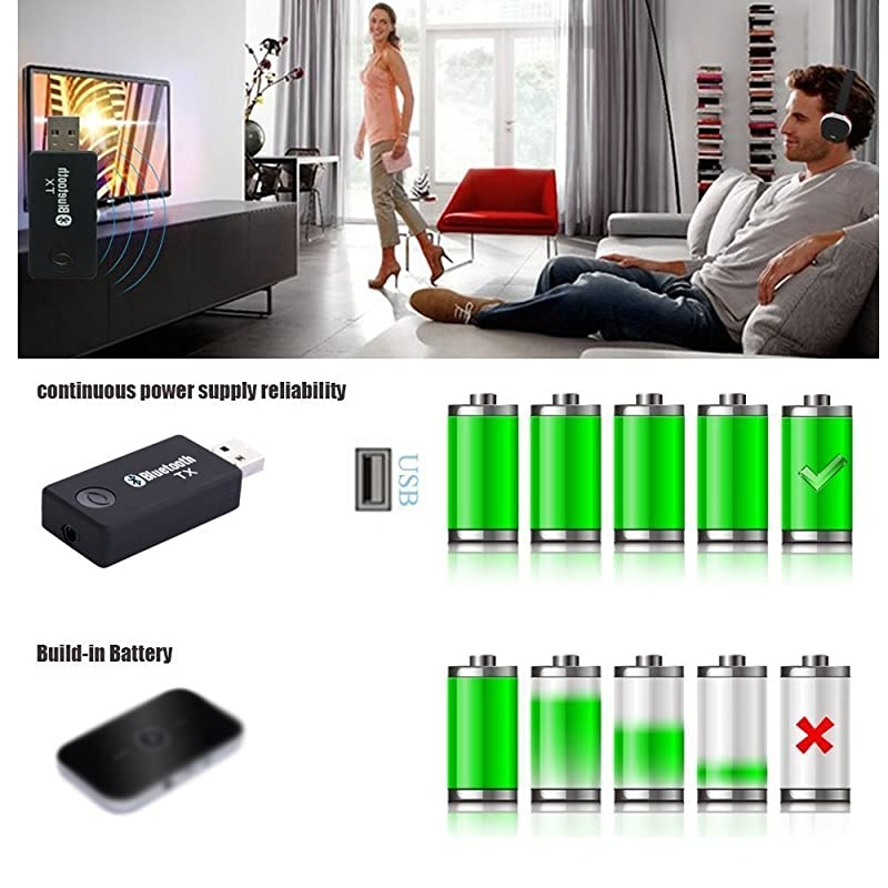 Transmitter for TV, YETOR 3.5mm Portable Stereo Audio Wireless Audio Transmitter for TV, MP3/MP4.USB Power Supply(TX9)