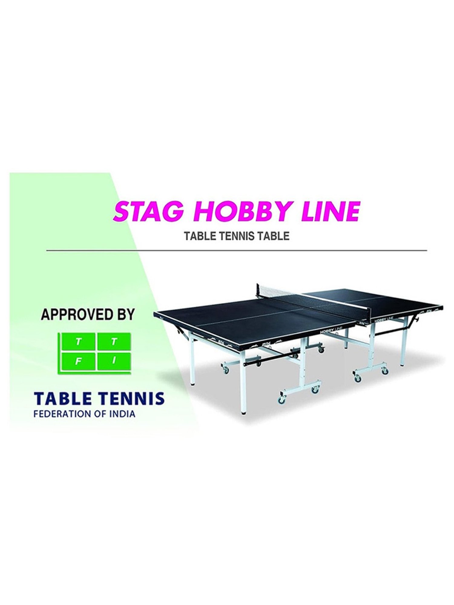 Stag Global 19mm Hobby Line 7 Minute Quick Assembly Table Tennis Table (Black)