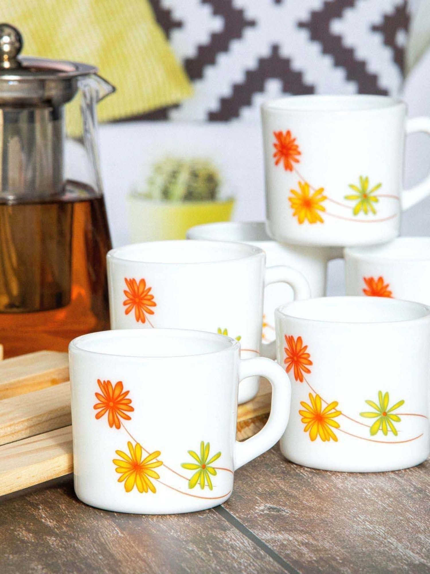 Cello Multicolor Glass Coffee Mug (0.1 L) - Set of 6