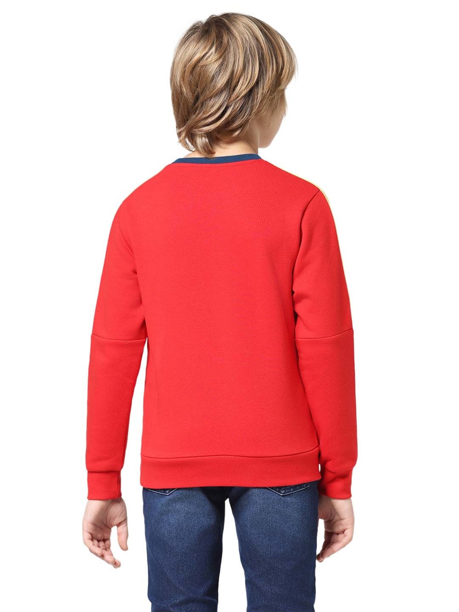 Jack & Jones Junior Mars Red Striped Full Sleeves Sweatshirt