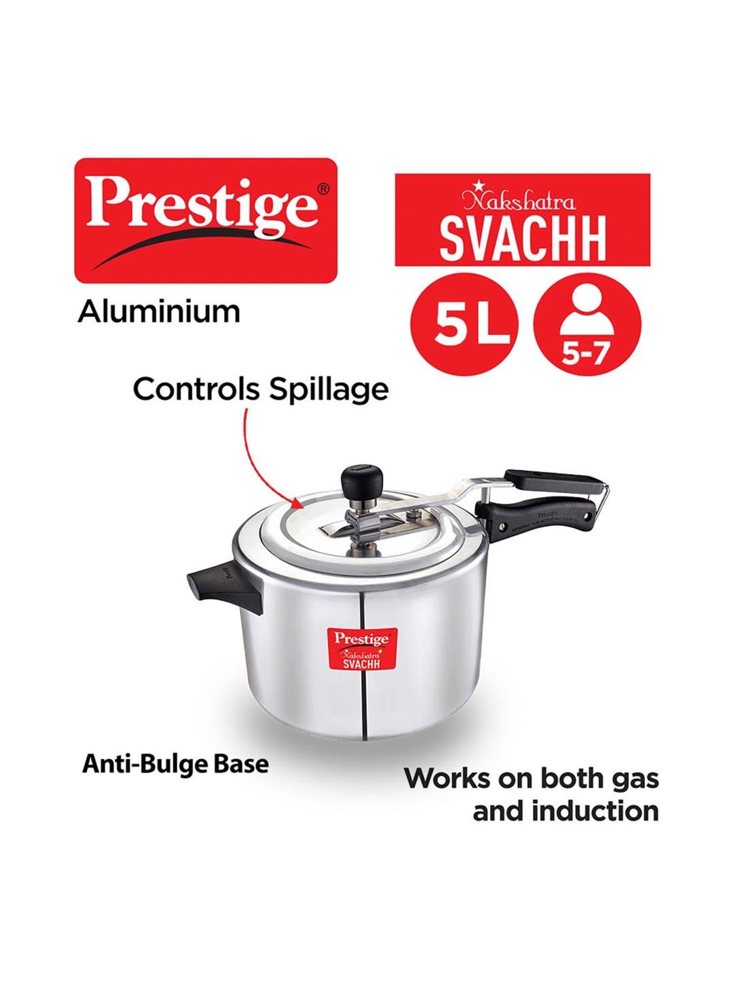 Pigeon Silver Stainless steel Pressure Cooker (10 L)
