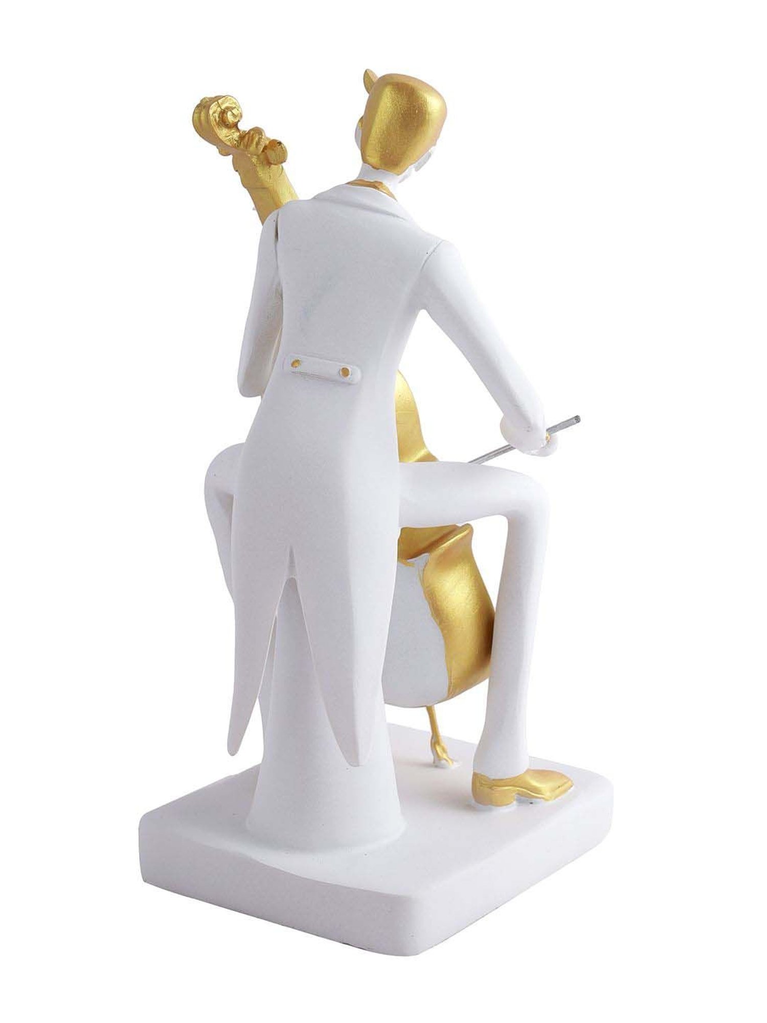 Tayhaa White & Golden Resin Musician Playing Arpeggione Statue