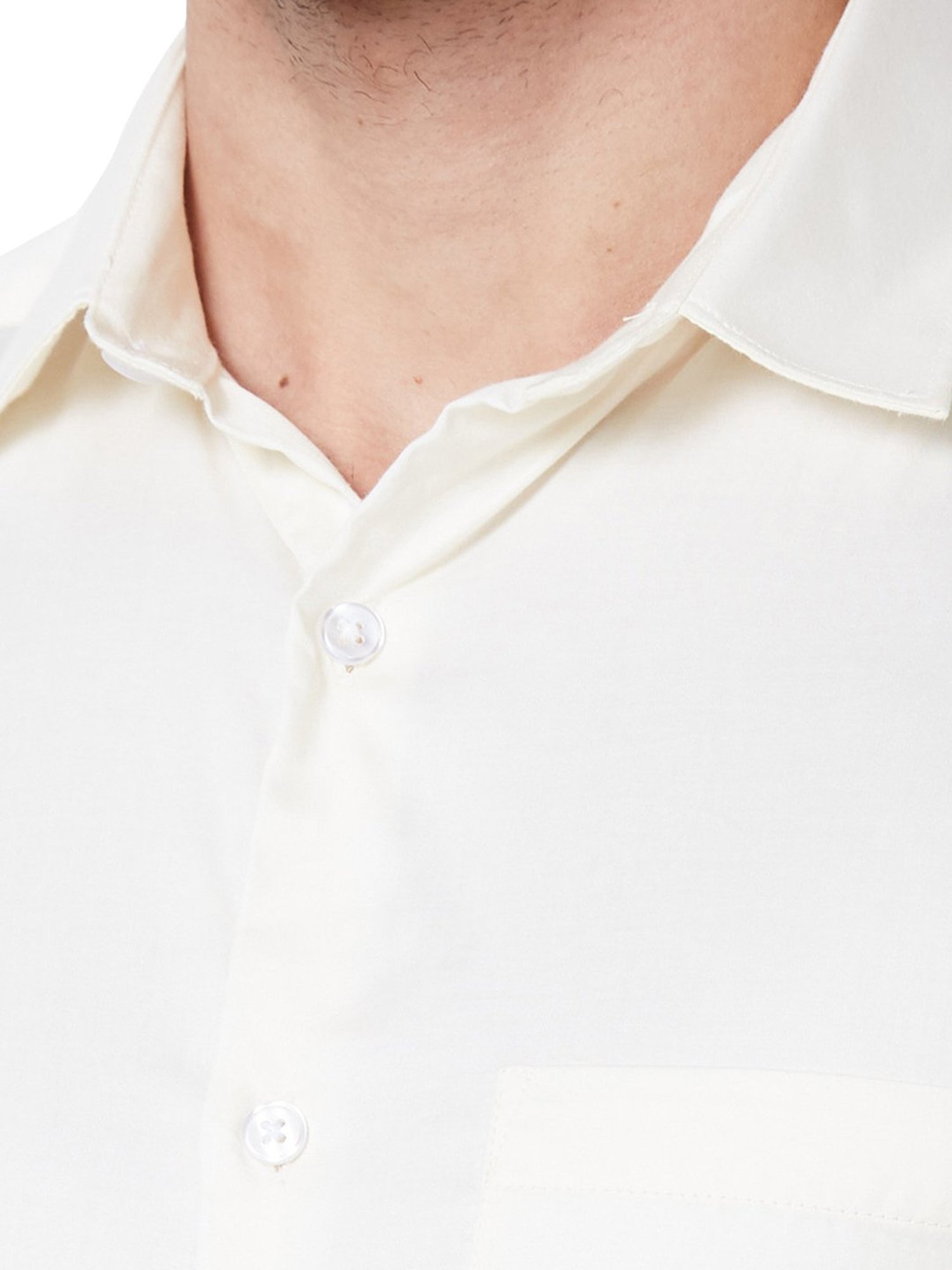 Kenneth Cole Light Yellow Slim Fit Cotton Shirt