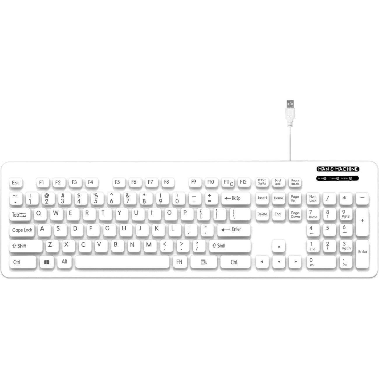 White Lcool Keyboard - Open Style, Washable, Value Keyboard. Lockable for Easier