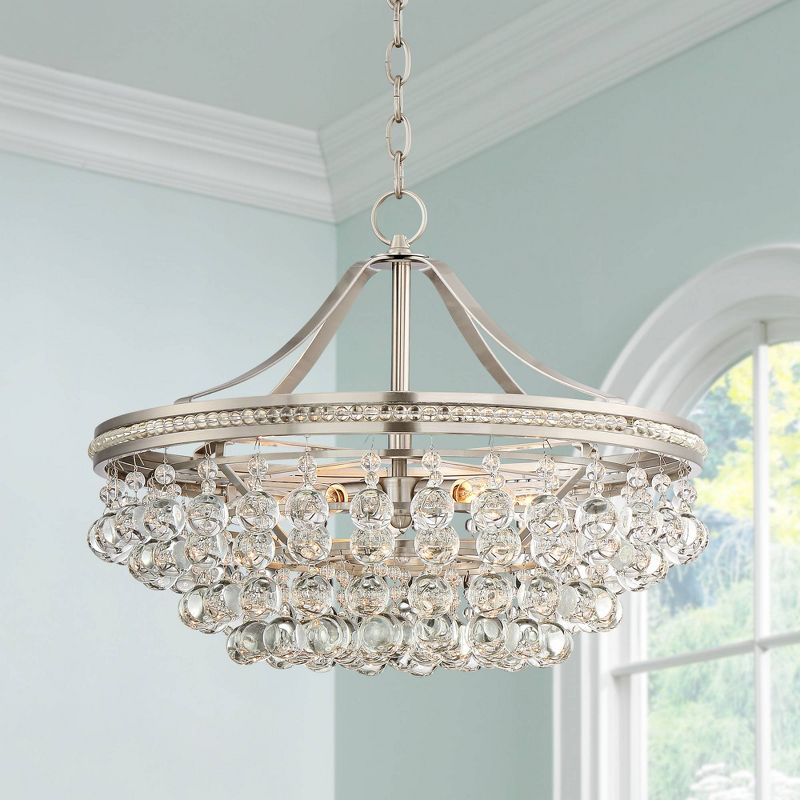 Vienna Full Spectrum Brushed Nickel Pendant Chandelier 20 1/4" Wide Clear Crystal 5-Light Fixture Dining Room House Foyer Kitchen