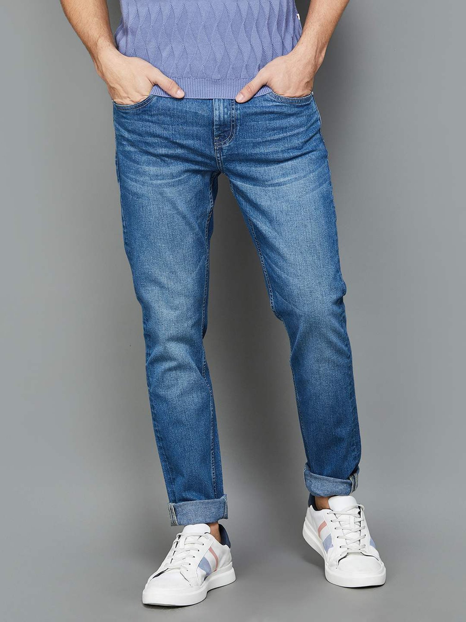 BOSSINI Light Blue Slim Tapered Fit Jeans