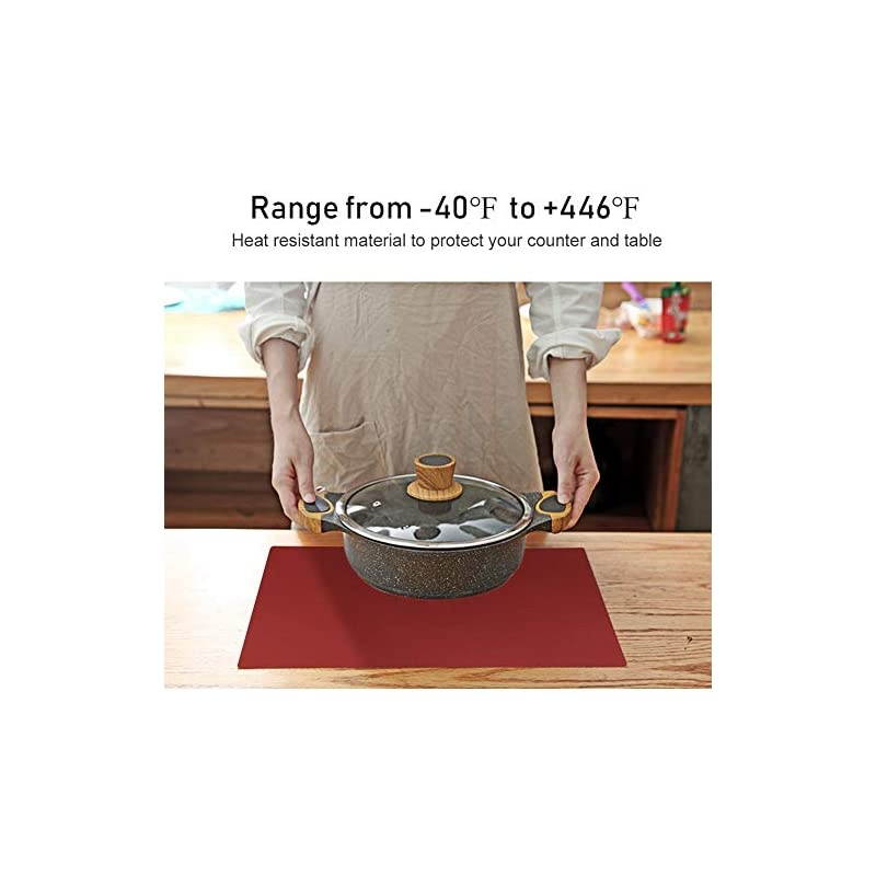 Large Reusable Silicone Placemats for Dining Kitchen Table Heat-Resistant Baking Mat Countertop Protector, Non-Slip Flexible Washable Dining Mats(Set of 4,Burgundy)