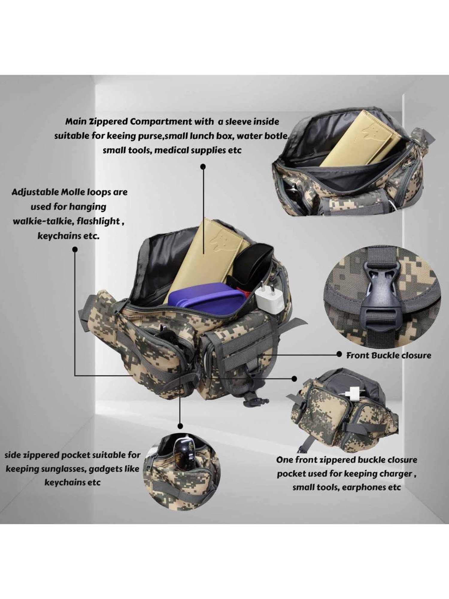 F Gear Grey Printed Waist Pouch