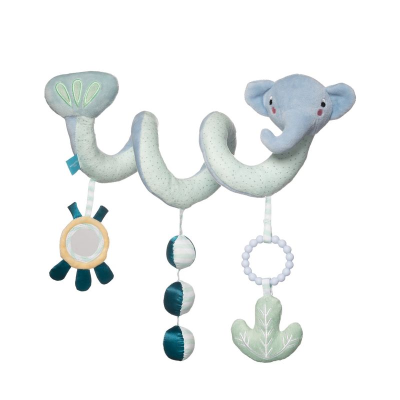Manhattan Toy Safari Elephant Spiral Baby Toy for Strollers and Crib Toy with Baby Mirror, Rattle and Teether