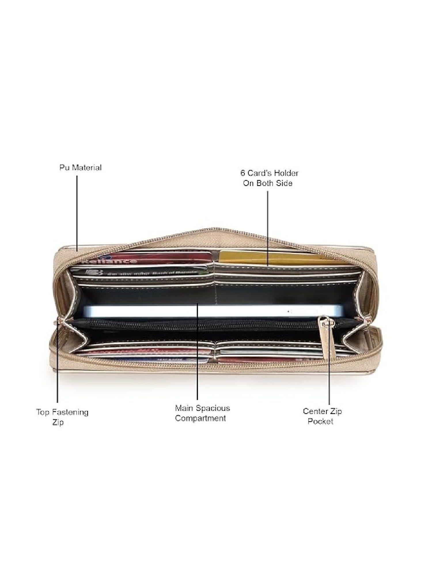 Kenneth Cole Golden Solid Zip Around Wallet for women