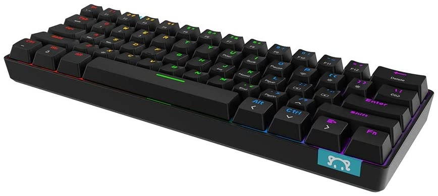 EPOMAKER Ajazz STK61 61 Keys Bluetooth 5.0 Wired/Wireless Mechanical Keyboard with RGB Backlit, Type C Cable, Compatible with Win/Android/MacOS/iOS for Game/Office (Mechanical Blue Switch, Black)