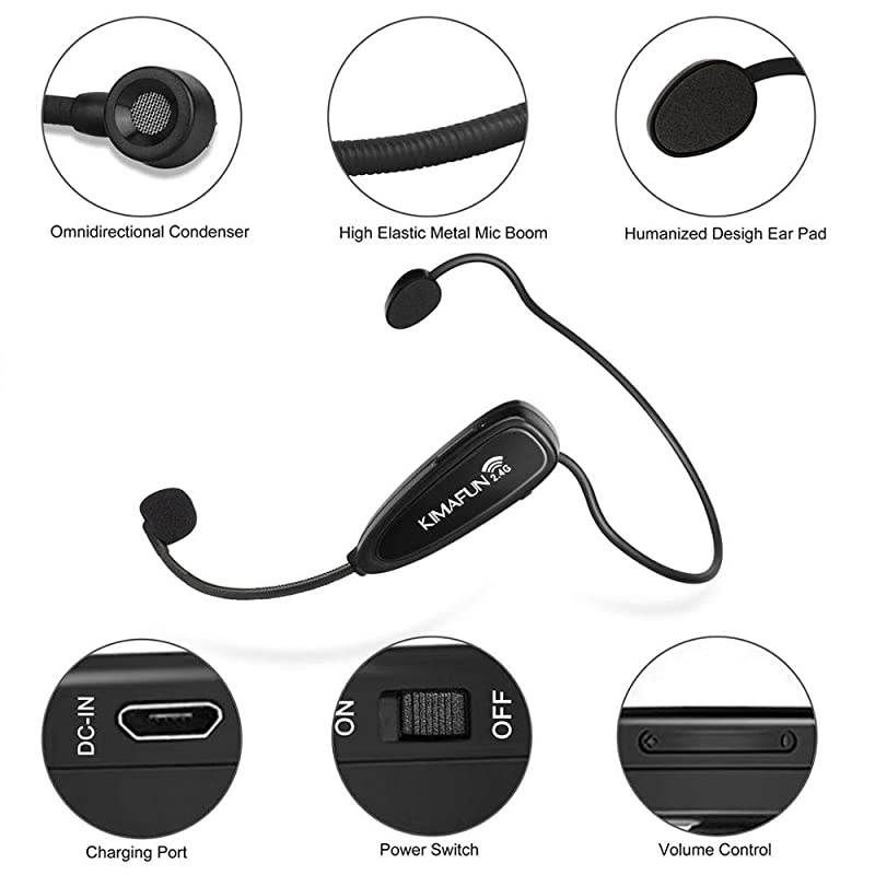 Wireless Microphone Headset  24G Wireless Microphone System Transmitter Receiver Headset and Handheld 2 in 1 for Voice Amplifier Recording Speaking Online Chatting G100