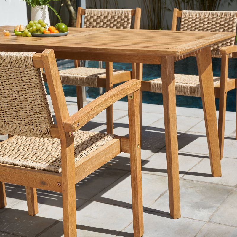 Chesapeake 7pc Outdoor Natural Wood Dining Set - Vifah
