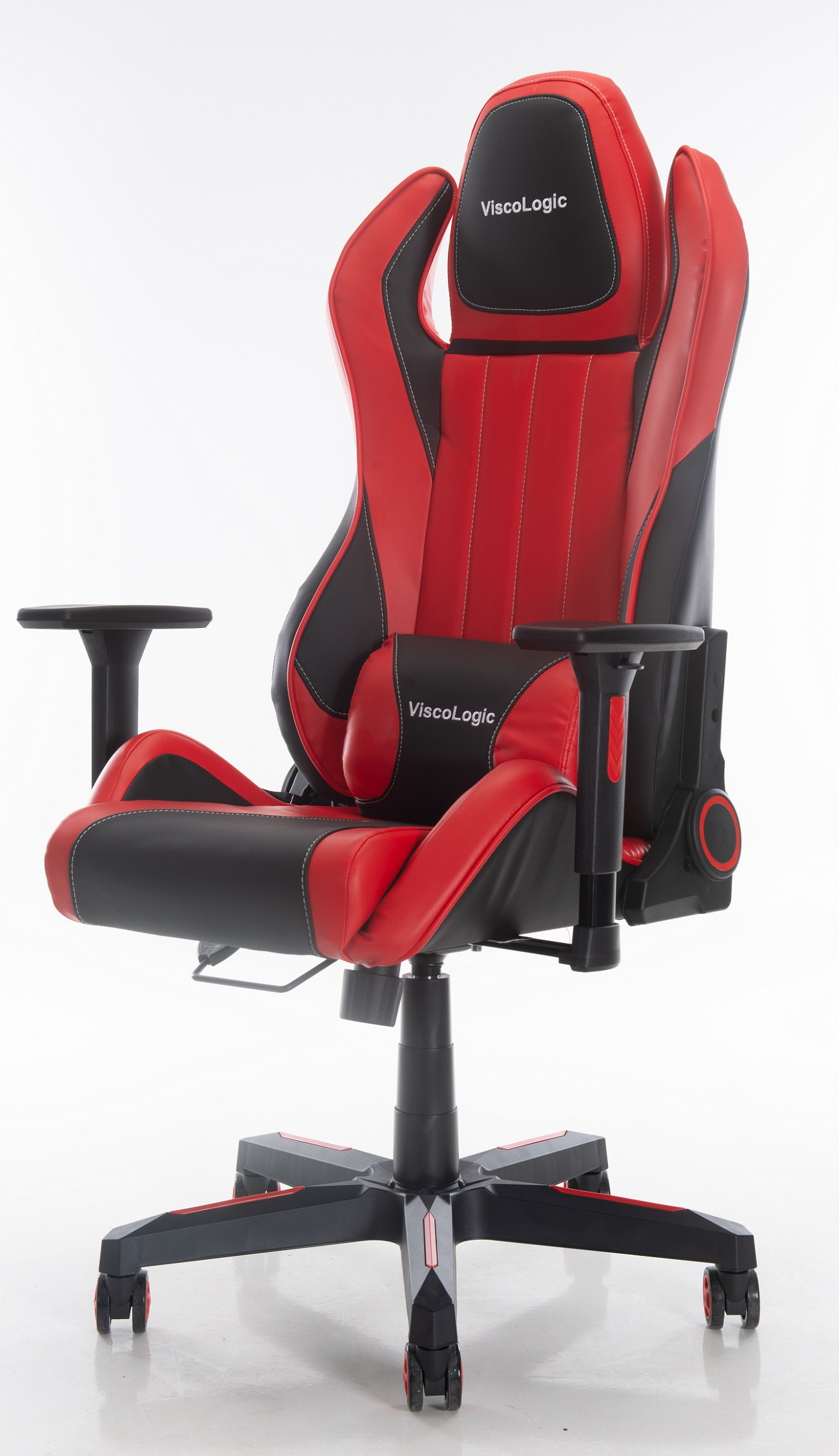 ViscoLogic Cayenne M6 Ergonomic High-Back, 2D Armrest, Reclining Sports Styled Home Office Swivel PC Racing Gaming Chair (Black & Red)