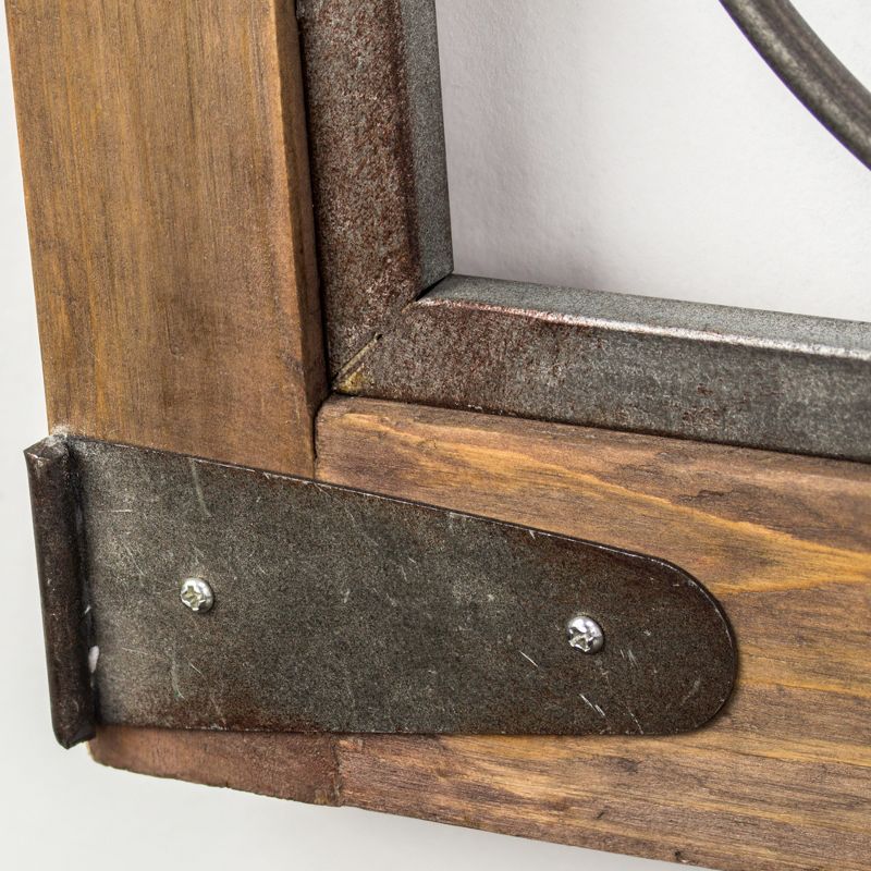 28" x 24" Rustic Arched Wood and Metal Wall Decor Brown - American Art Decor