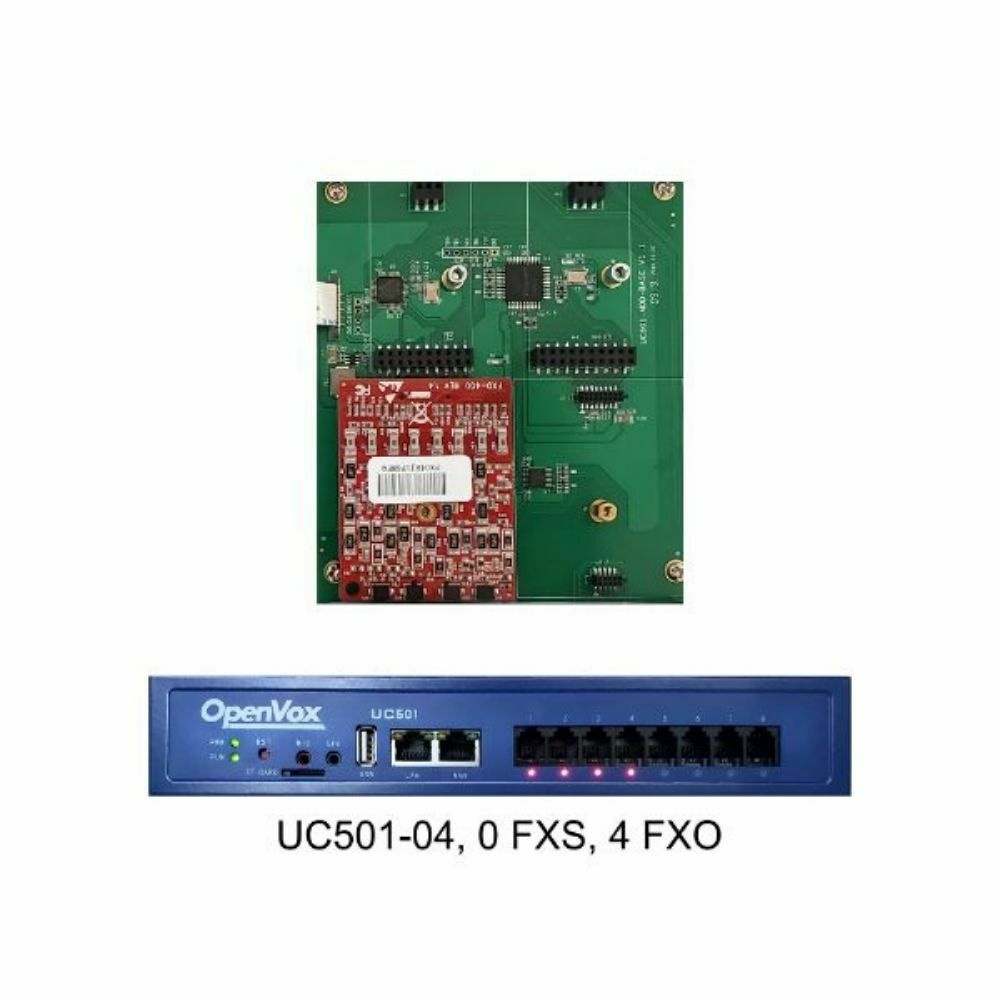 OpenVox UC501-04 FreePBX Mini UC  IP PBX for 800 Ext 300 Calls 0 FXS 4 FXO
