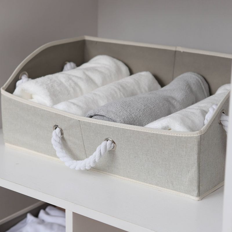 StorageWorks Set of 2 Fabric Storage Bins with Cotton Rope Handles and Low Front Wall Comfort