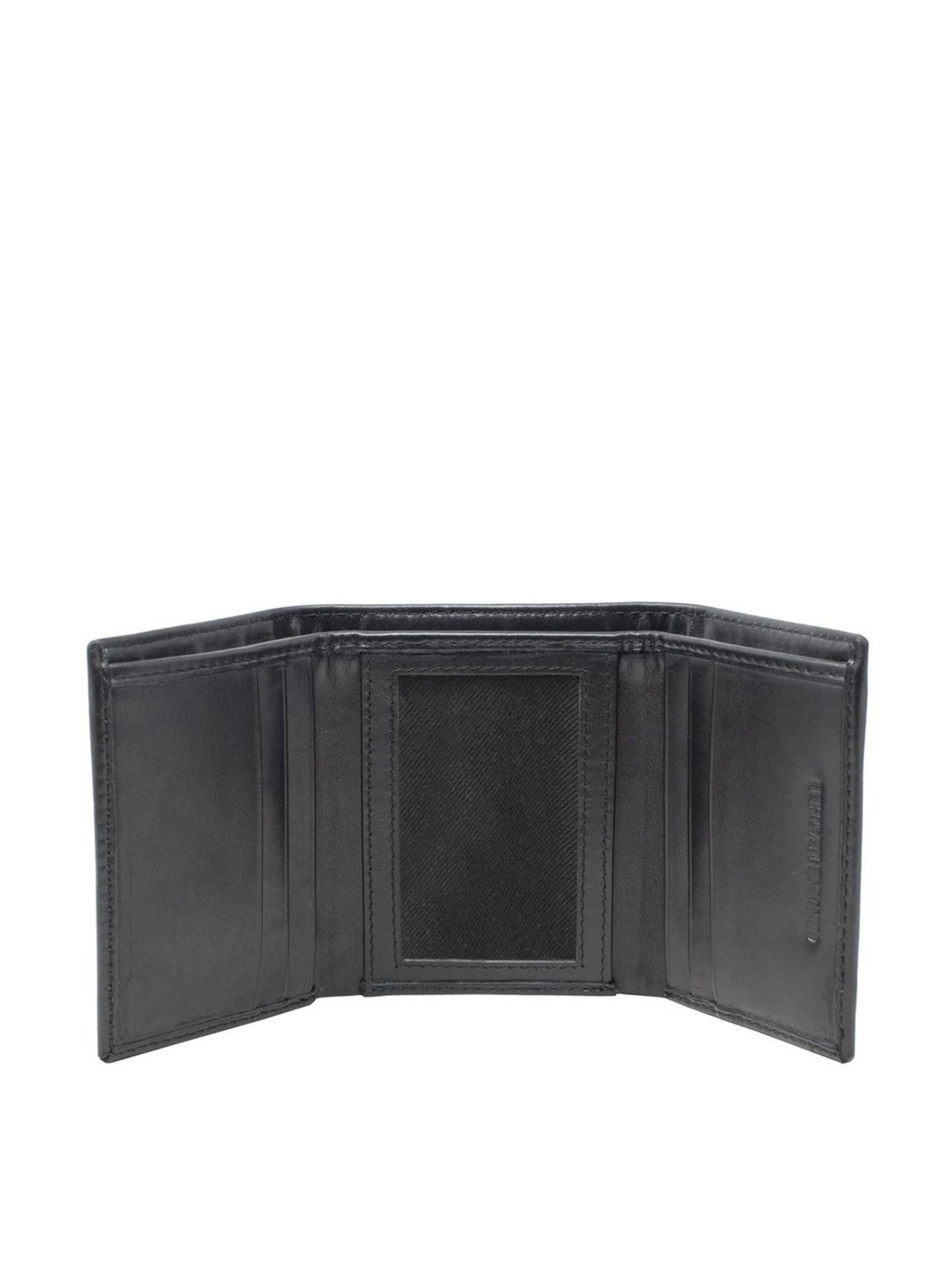 Tohl Black Casual Leather Tri-Fold Wallet for Men