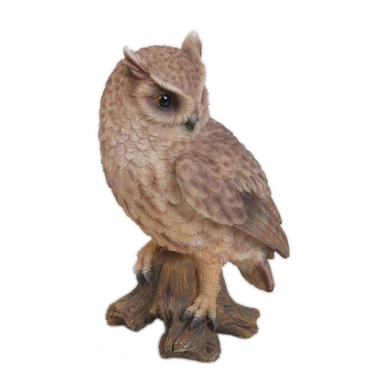 7" Polyresin Small Screech Owl in Stump Statue Brown - Hi-Line Gift