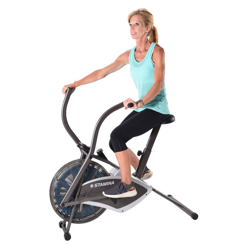 Body Flex Sports Body Rider BRF700 Stationary Full Body Cardio Exercise Upright Fan Bike with Dual Action Handlebars and Adjustable Seat