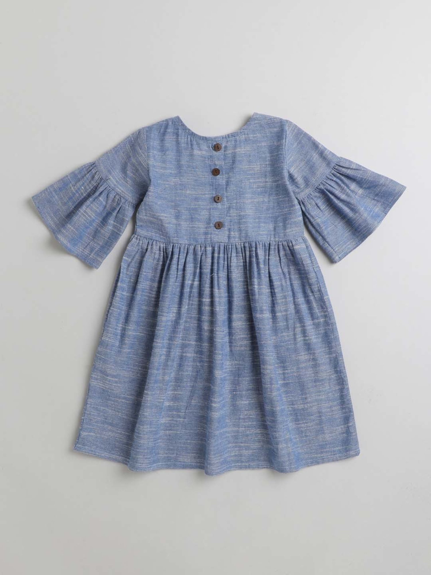 The Magic Wand Kids Blue Cotton Applique Dress