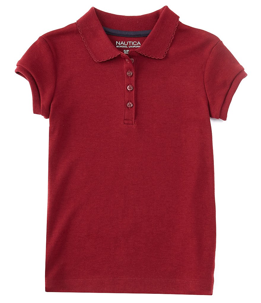 Nautica Little Girls 4-6X Short Sleeve Picot Trim Polo