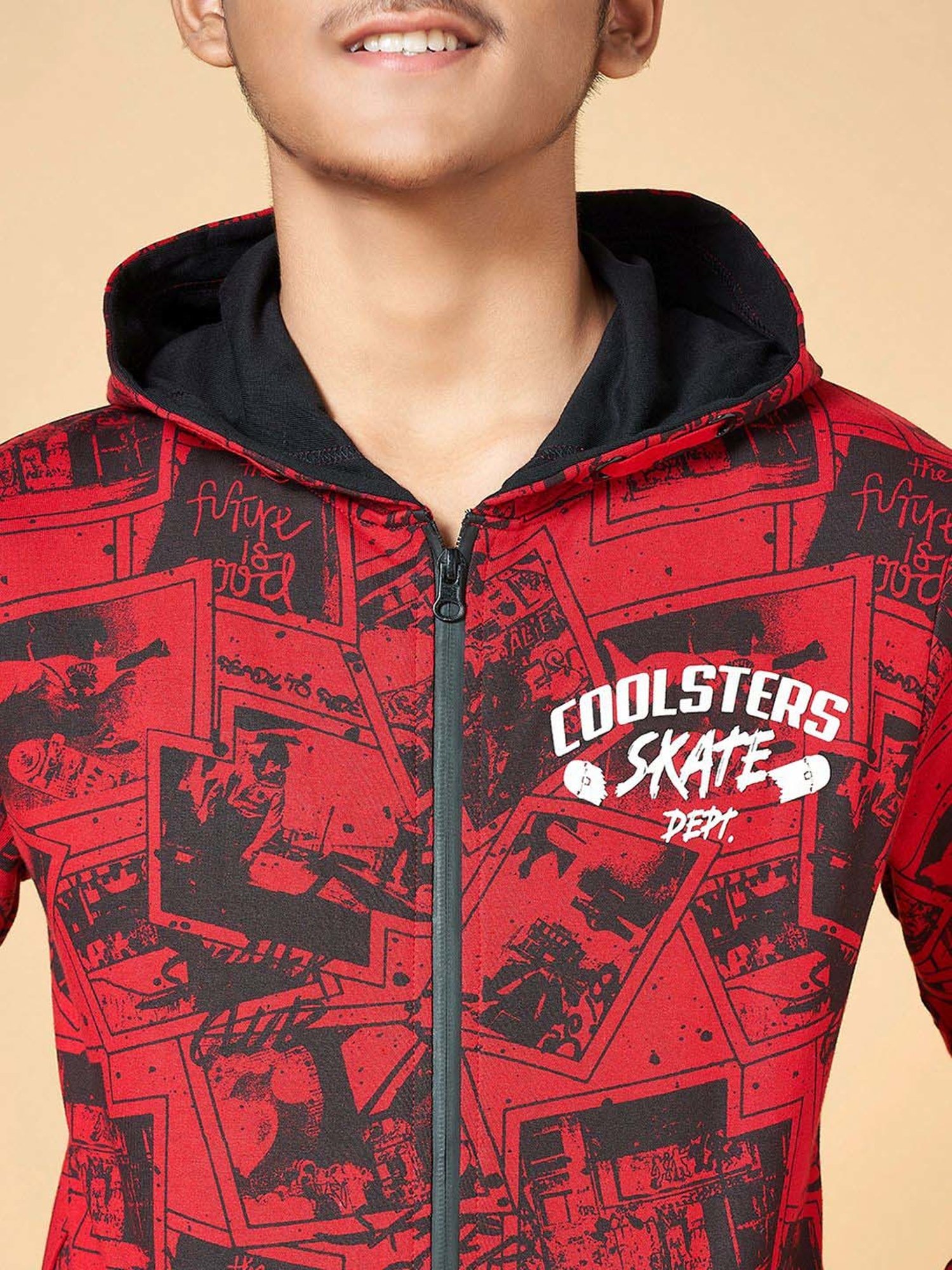 Coolsters by Pantaloons Kids Red Cotton Printed Full Sleeves Sweatshirt