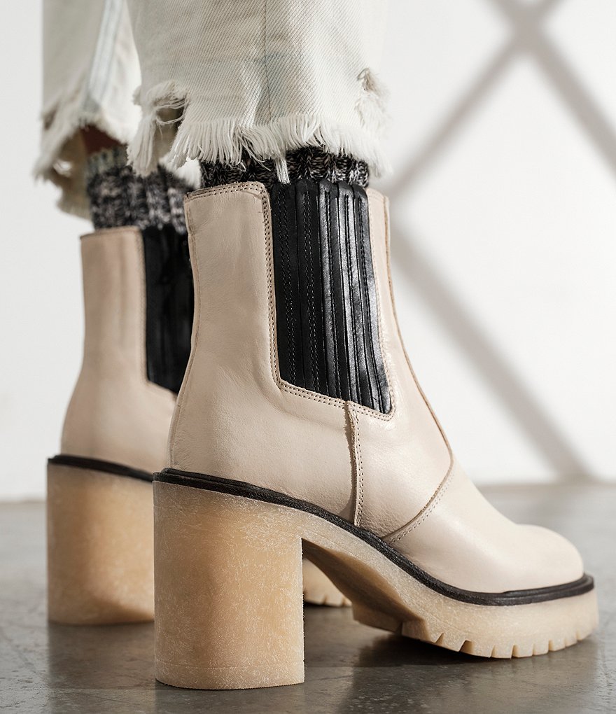 Free People James Leather Block Heel Chelsea Booties
