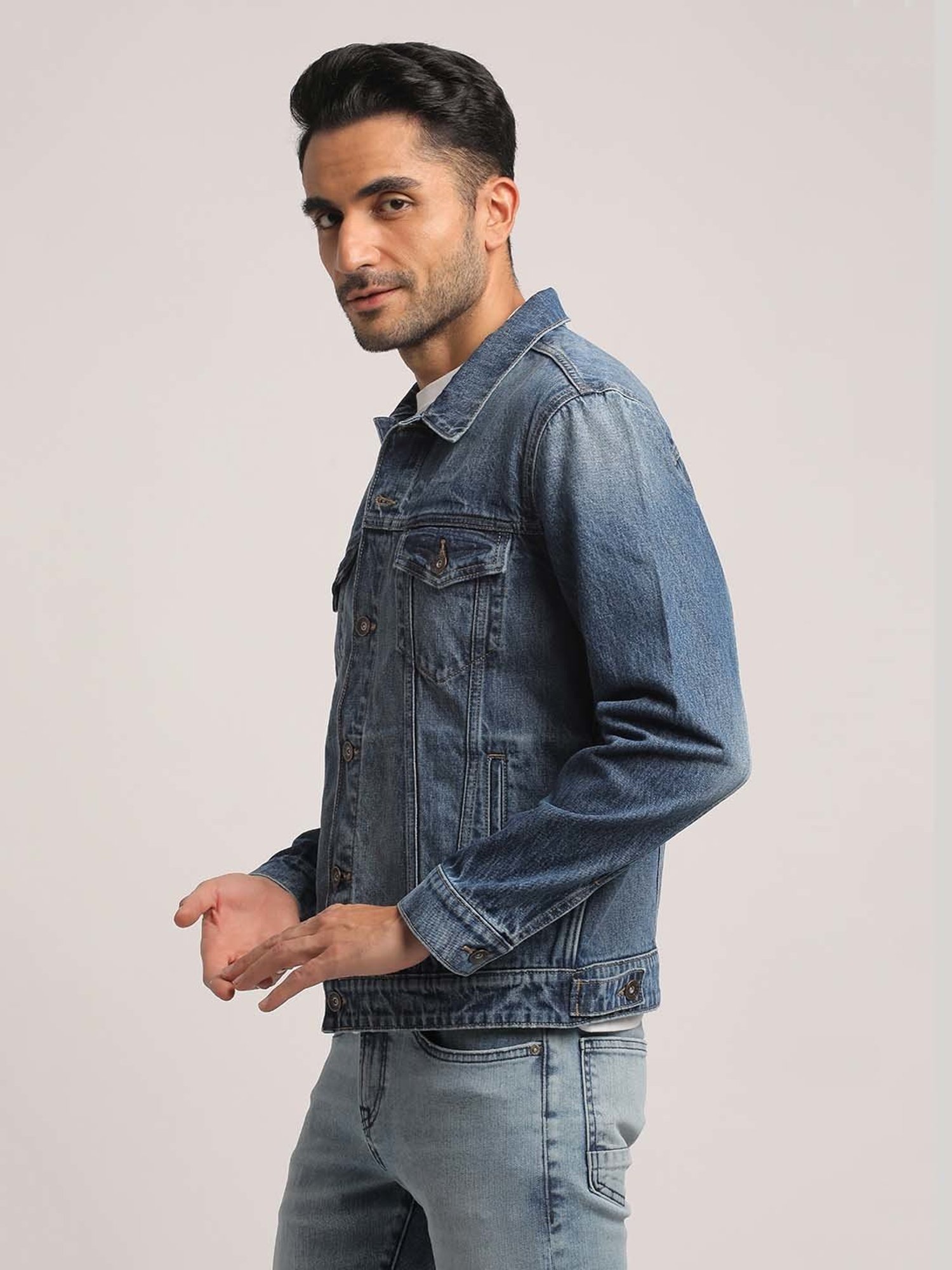 EVERBLUE Blue Regular Fit Denim Jacket