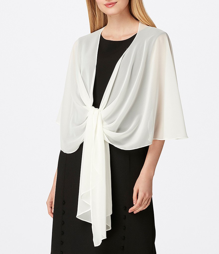 Cejon Metallic Crocheted Fringe Metallic Evening Wrap