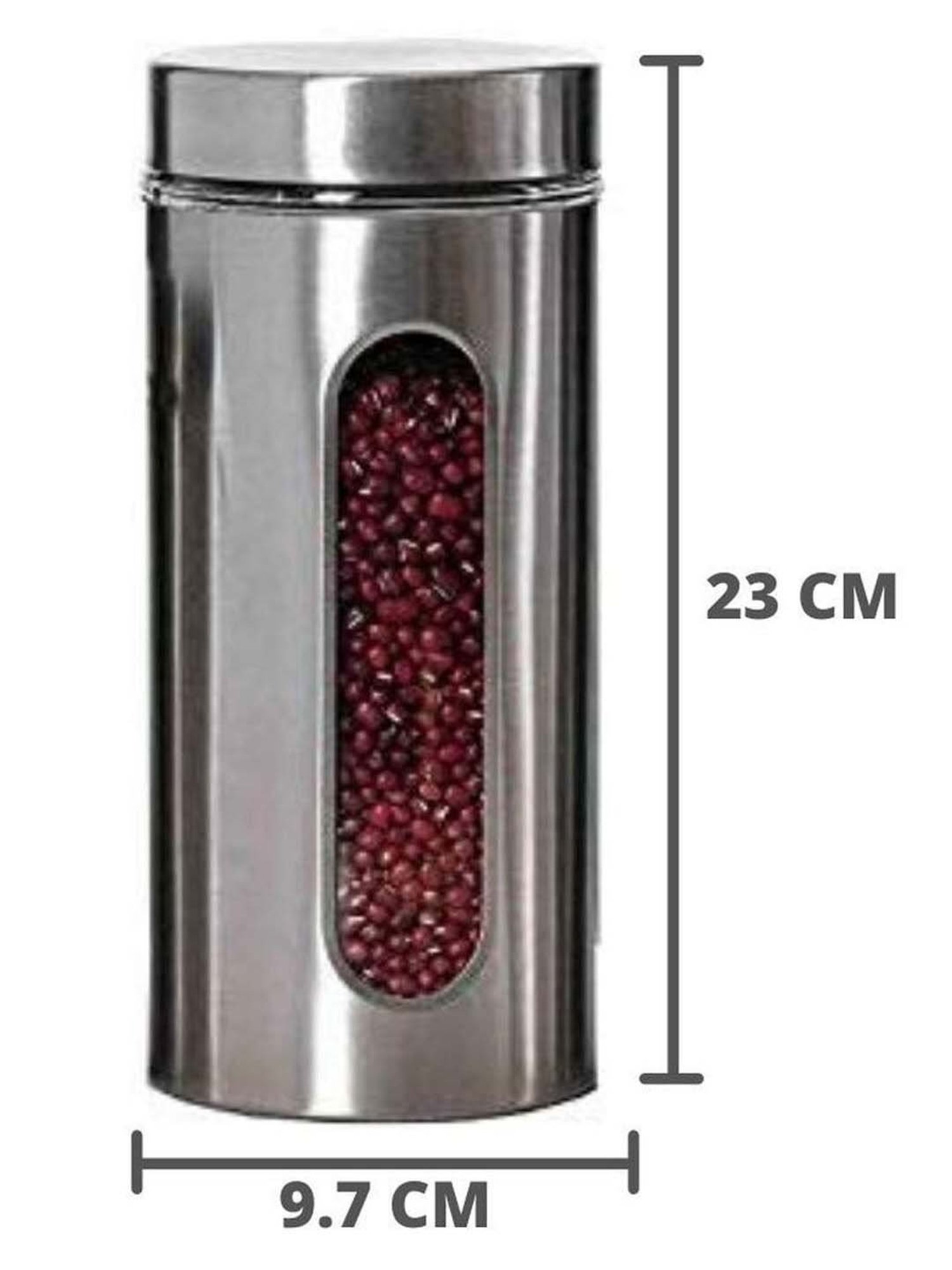 Femora Clear Glass & Steel Storage Jars (700 ml, 1000 ml & 1300 ml) - Set of 3