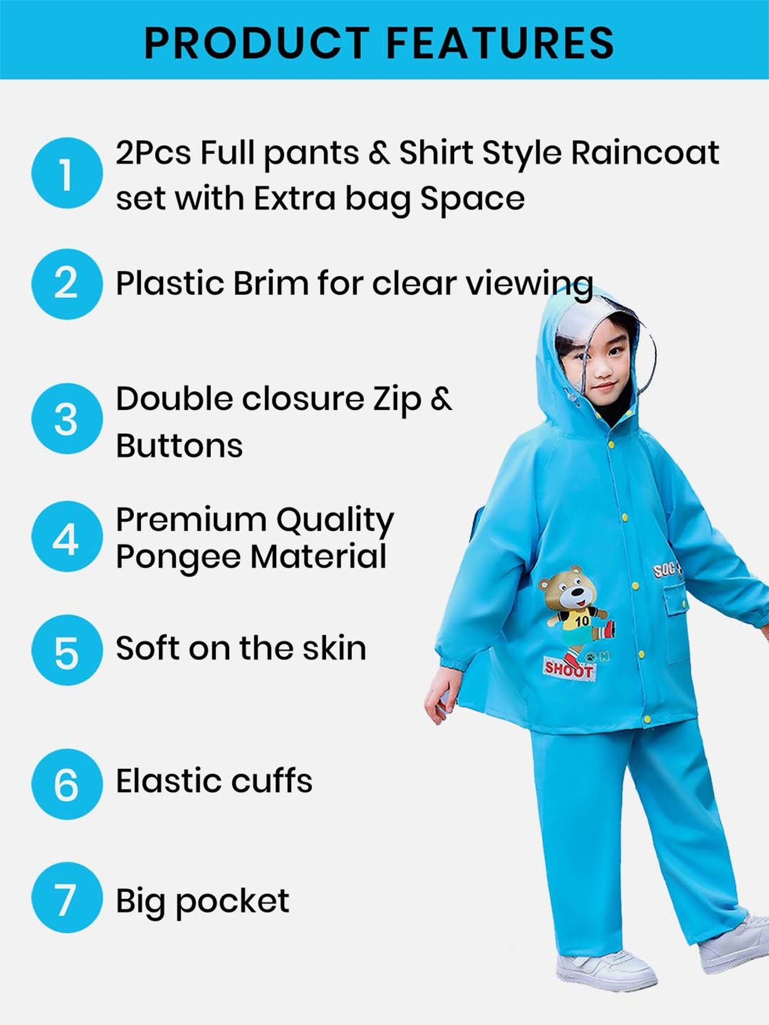 Little Surprise Box Kids Yellow Printed Full Sleeves Raincoat