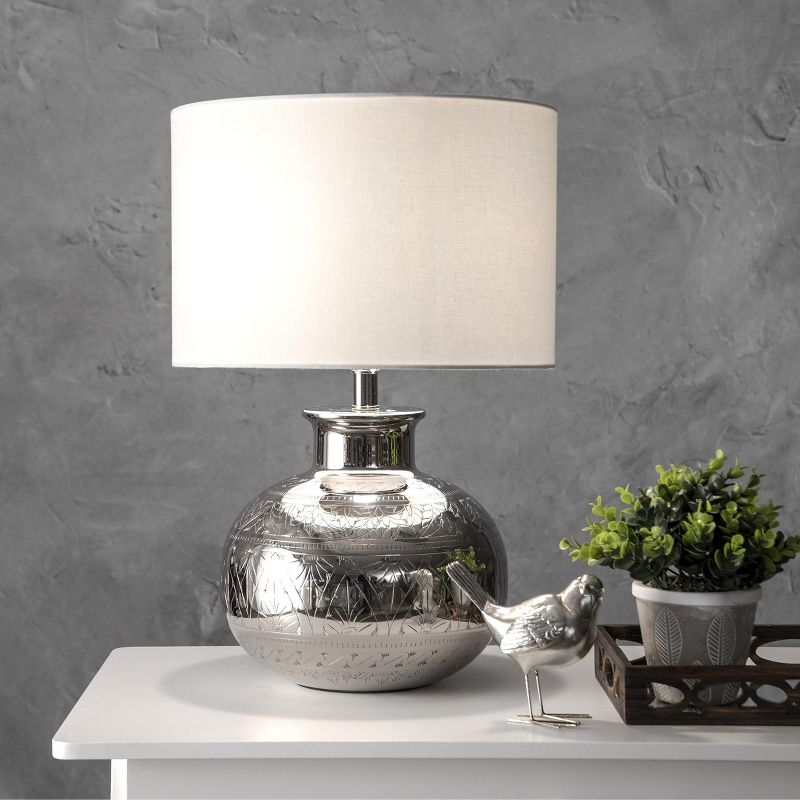 nuLOOM Biscayne Aluminum 23" Table Lamp Lighting - Nickel 23" H x 15" W x 15" D