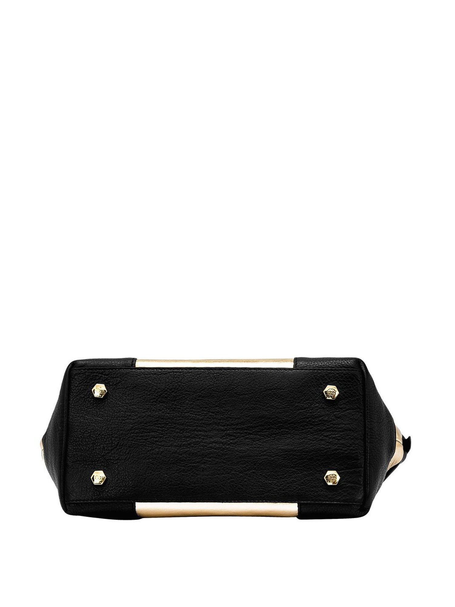 Eske Feya Black & Golden Color Block Medium Handbag