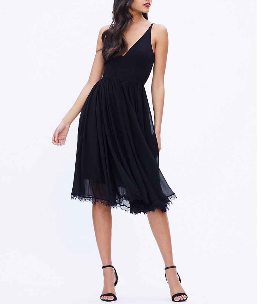 Dress the Population Alicia Chiffon V-Neck Sleeveless Midi Dress
