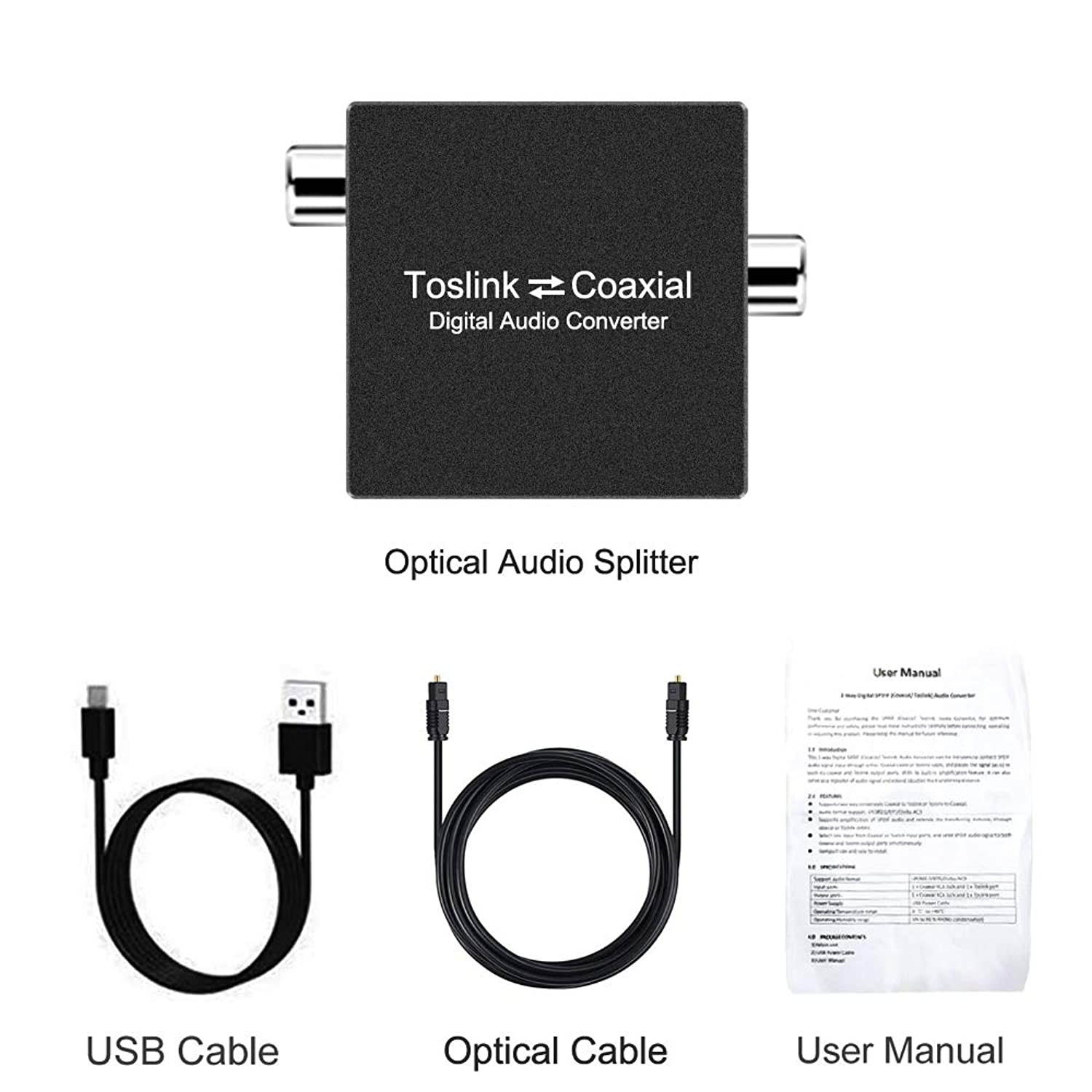 Digital Coaxial to Optical Converter, Bi-Directional Coax Digital Audio Converter