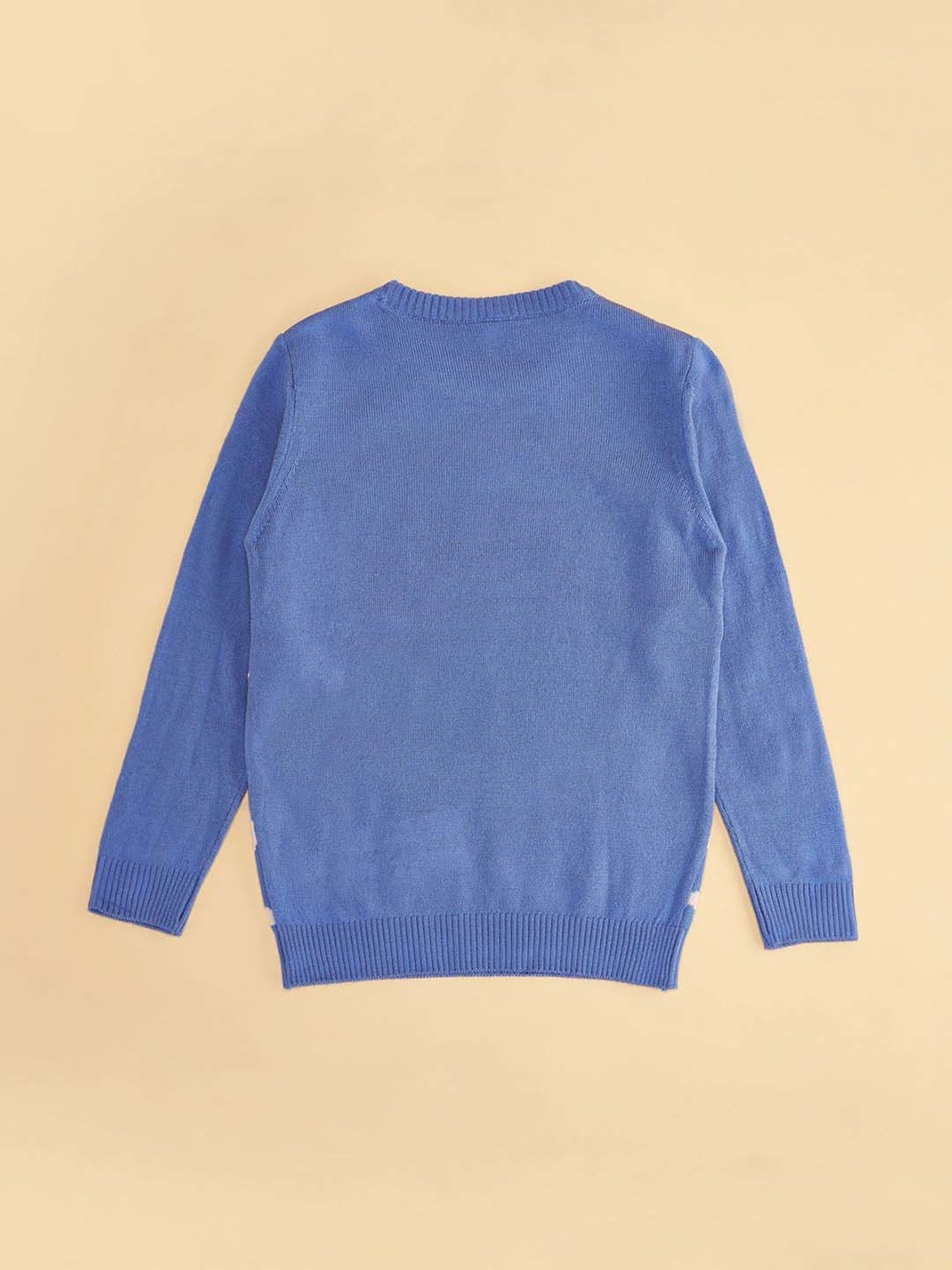 YU by Pantaloons Kids Blue Printed Full Sleeves Sweater