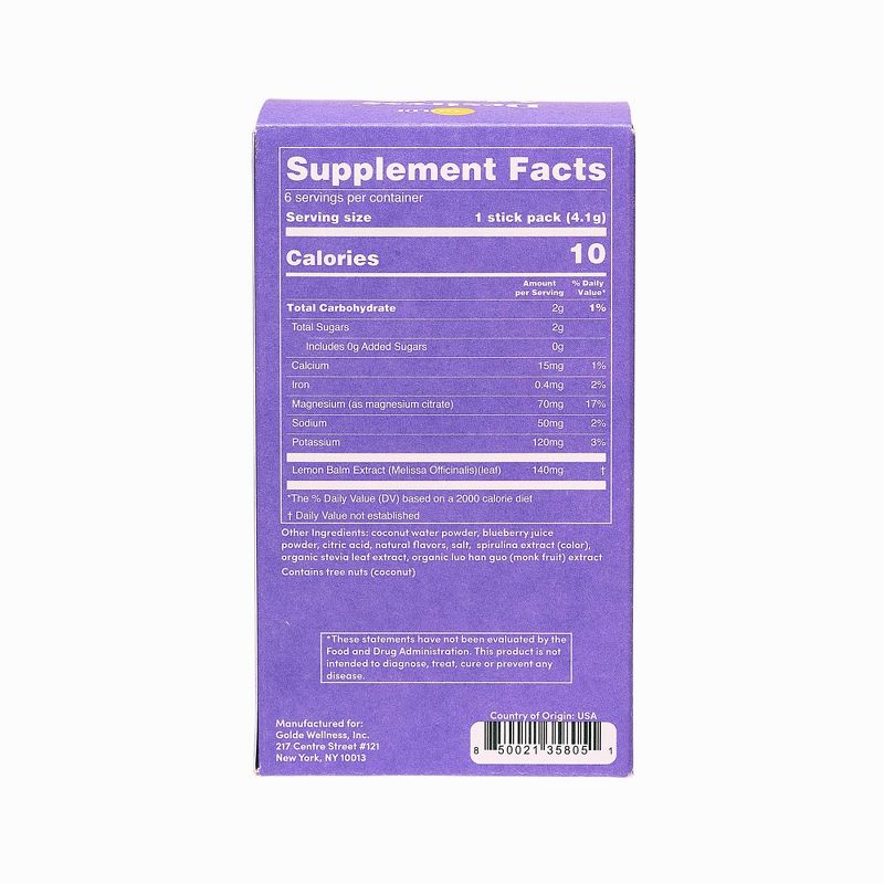 Golde Destress Ade Blueberry Dietary Supplements - 6ct