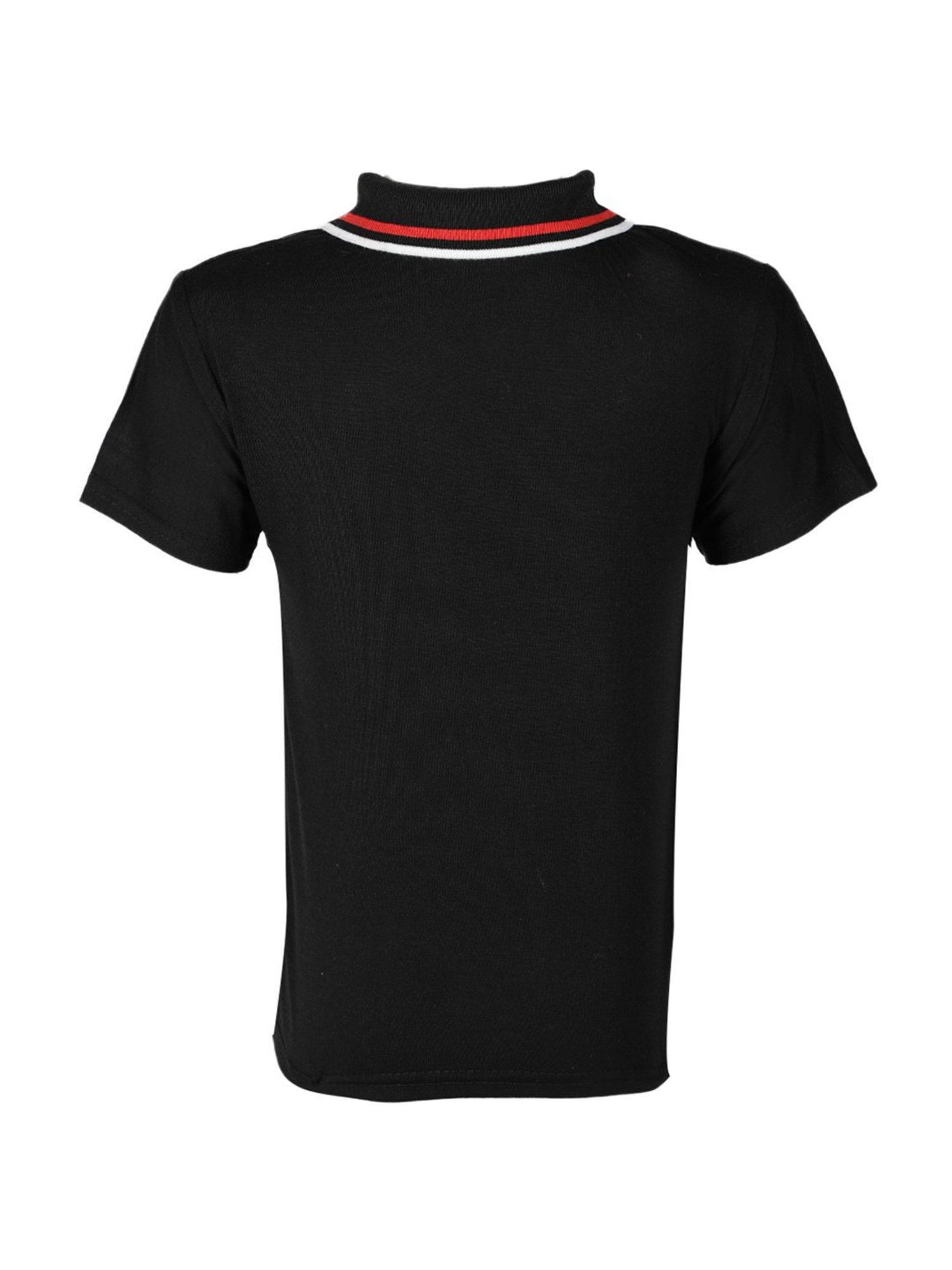 Passion Petals Kids Black Cotton Printed Polo T-Shirt