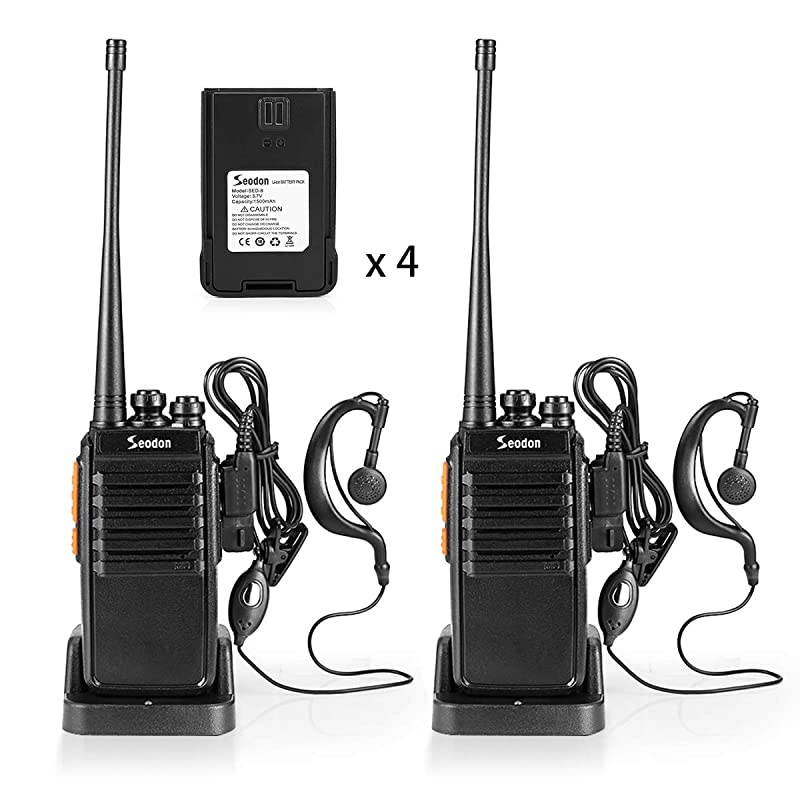 Walkie Talkies for Adults Long Range with One Extra Battery for Each Radio Rechargeable Walkie Talkie Two Way Radios with Earpiece/Headsets(2 Pack)