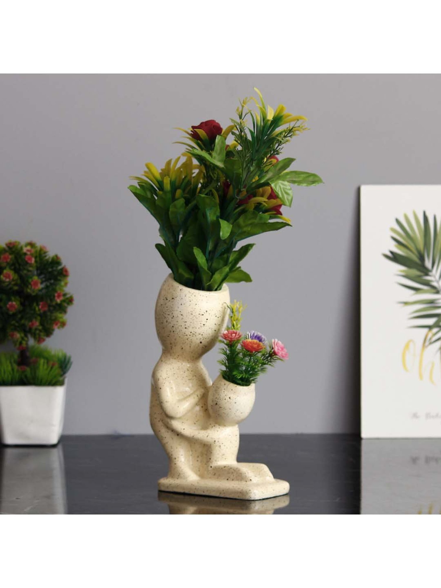 TAYHAA White Ceramic Leaf Shape Vase